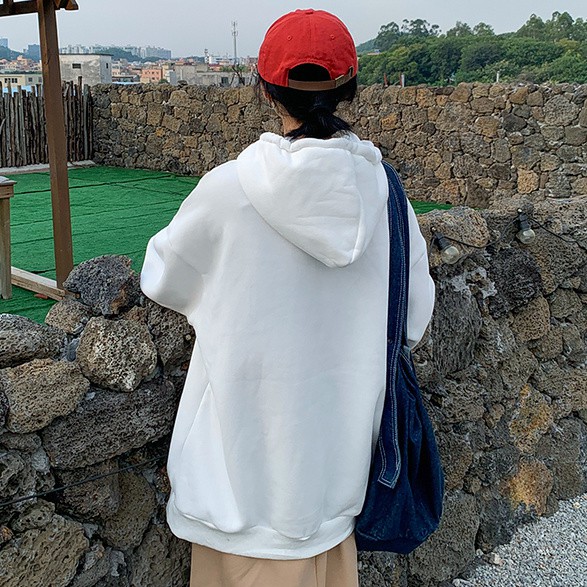 Áo khoác hoodie lót nhung dày dặn dáng rộng in hình gấu phong cách Hàn Quốc vintage dễ thương cho nữ | BigBuy360 - bigbuy360.vn