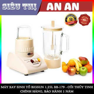 MÁY XAY SINH TỐ CỐI THỦY TINH BIGSUN, Máy xay đa năng Bigsun (Model BB-179) 1L Có thể xay đá, thit, hạt, hành, tiêu...