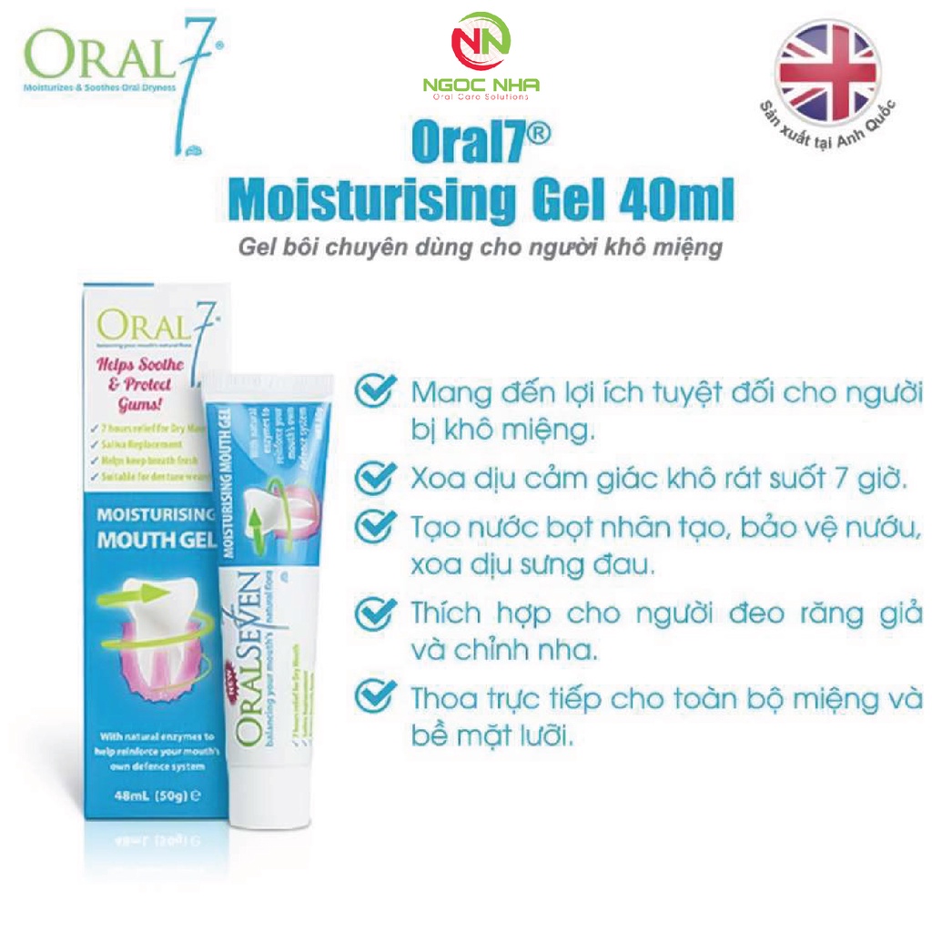 Gel bôi giữ ẩm Oral7 dùng cho người khô miệng, giữ ẩm suốt 7 giờ/ Anh Quốc