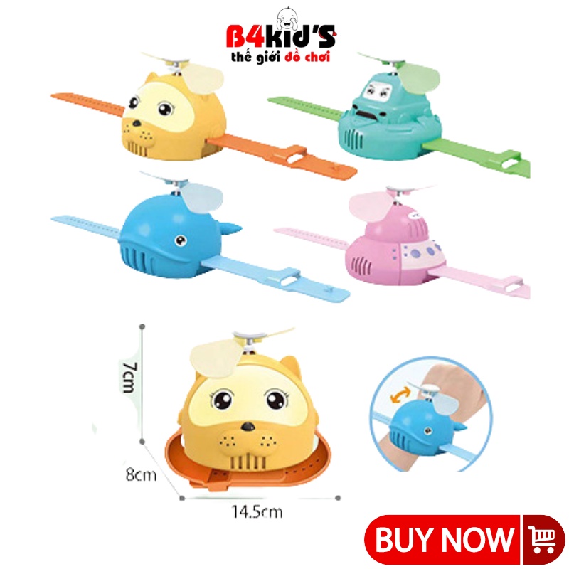 Đồng hồ quạt pin 3A đeo tay siêu dễ thương cho bé cánh quạt nhựa dẻo an toàn tuyệt đối B4kids - L2
