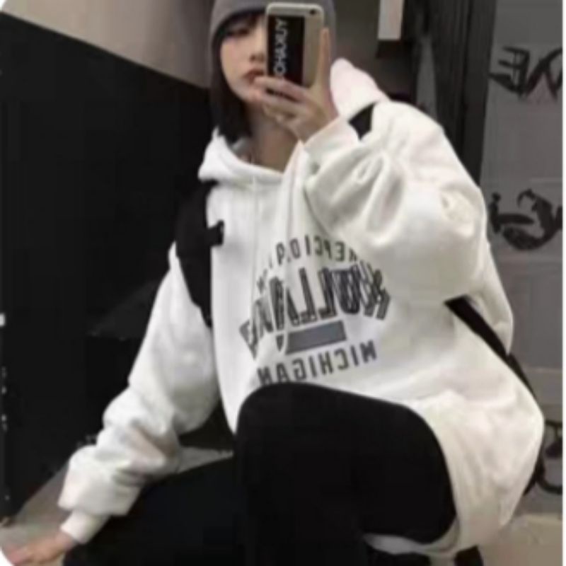 Áo hoodie nam nữ, áo sweater nỉ nam nữ from rông unisex chất nỉ ngoại siêu dày dặn TRẮNG ĐEN