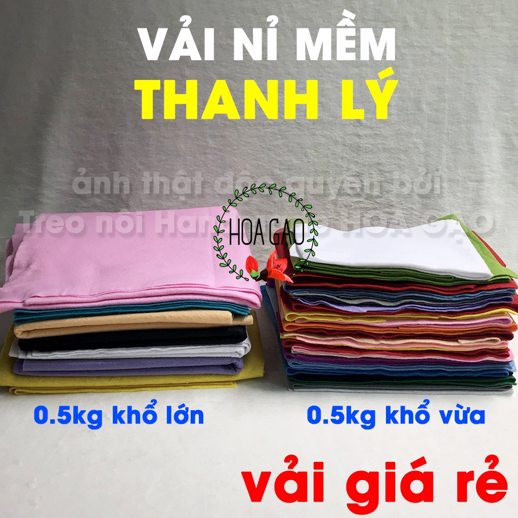 Vải dạ nỉ mềm THANH LÝ 0.5kg HGM0 vải treo nôi, tiện lợi, nhiều màu giá rẻ