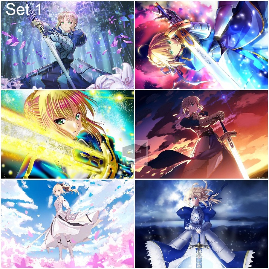 Bộ 6 Áp phích - Poster Anime Fate - Cuộc Chiến Giành Chén Thánh  - A3,A4,A5
