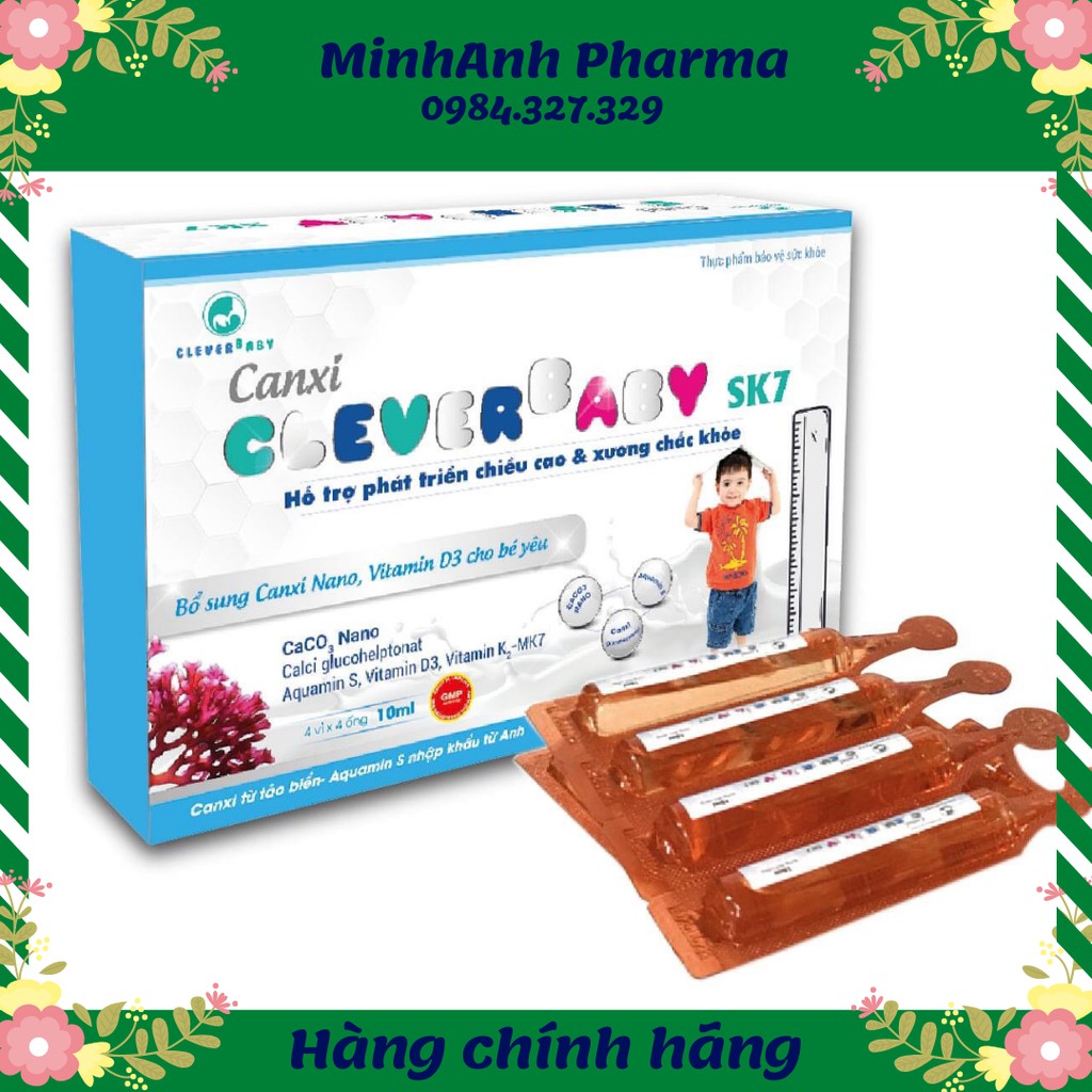 Canxi CleverBaby SK7 - Bổ sung canxi Nano, vitamin D3 cho bé yêu