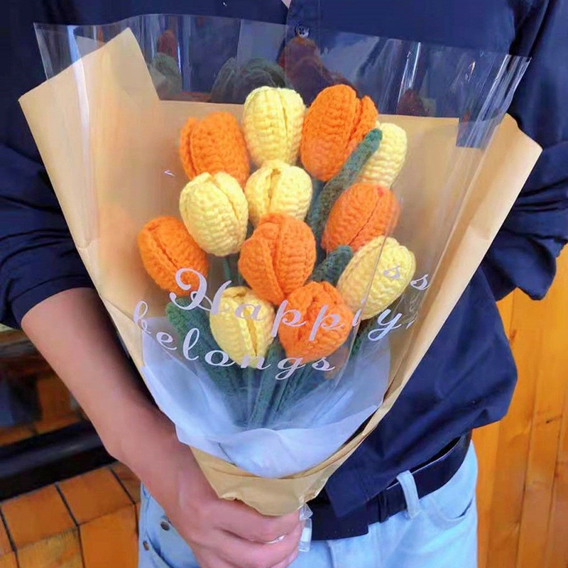Hoa Tulip Đan Len Thủ Công Diy Làm Quà Tặng Sinh Nhật / Valentines