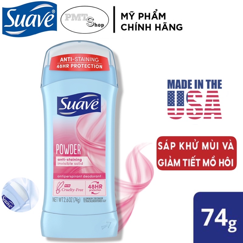 Lăn sáp khử mùi nữ Suave 74g Powder Sweet pea & violet Everlasting Sunshine Tropical Paradise Fresh