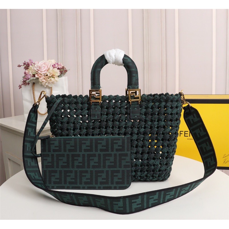 túi ff tote fendi Fd xinh xắn dáng đan gồm cả túi mini nhỏ đi kèm