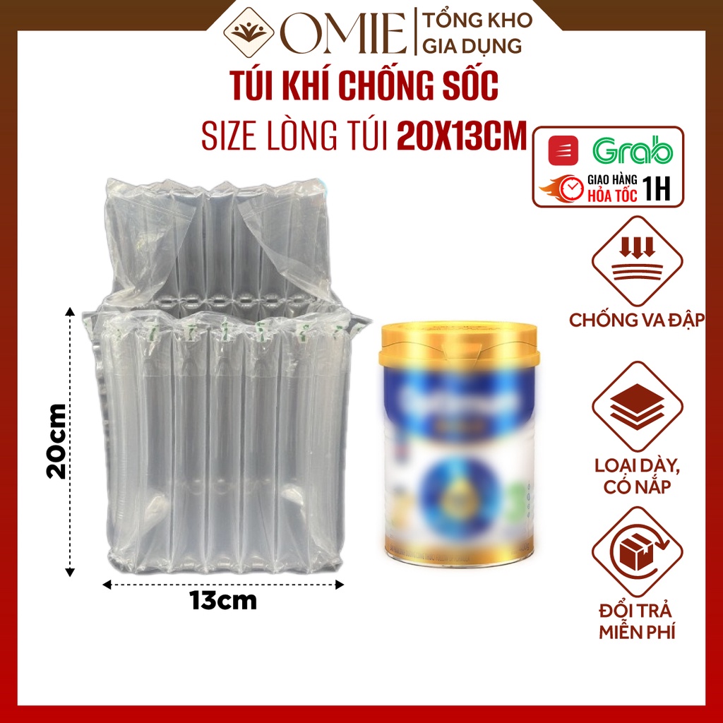 Túi khí chống sốc chuyên đóng gói hộp sữa bột OMIE  bao bì túi nilon, túi gói hàng dễ vỡ size 20cm x 13cm