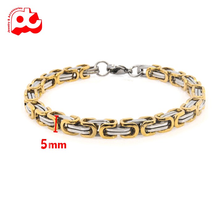 Lắc tay đẹp titan nam cao cấp sang trọng thép không gỉ kiểu ziczac vuông PT JEWELRY kích cỡ 5mm PTLTNA73