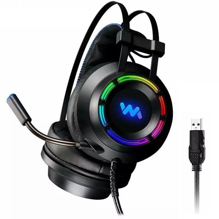 Tai nghe GAMING WANGMING 9800S - Dây USB âm thanh 7.1 - Có màu hồng cực kute - Led RGB cực đẹp - Bảo hành 12 tháng