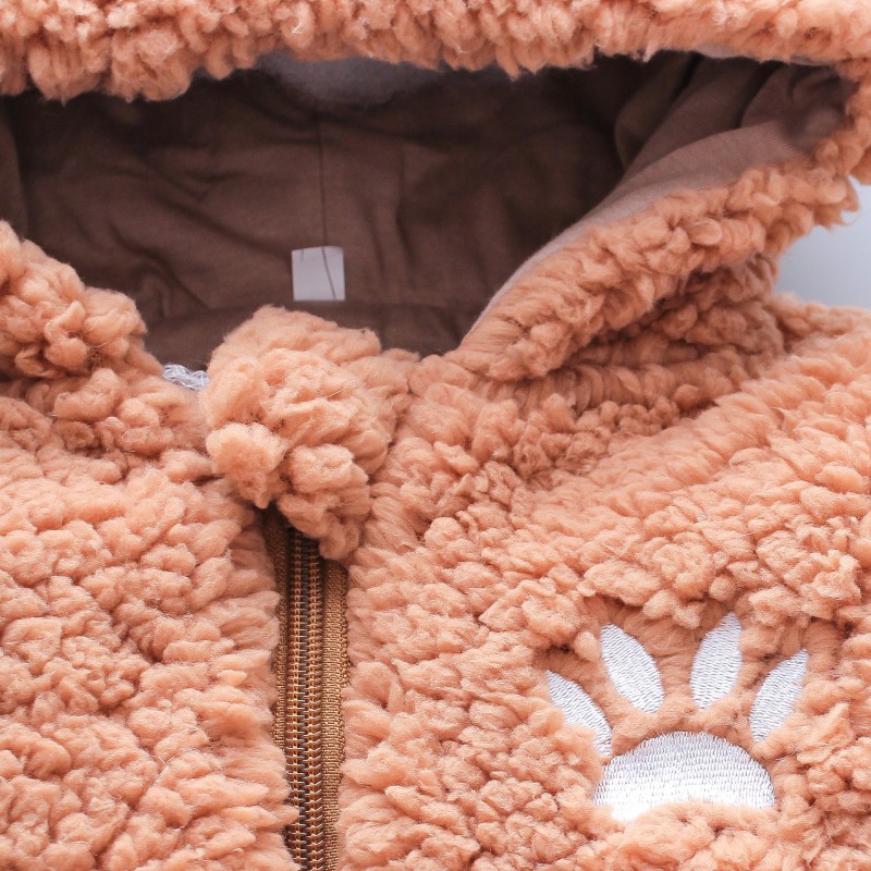 Bodysuit len lông cừu dày dặn ấm áp thêu gấu đáng yêu cho bé