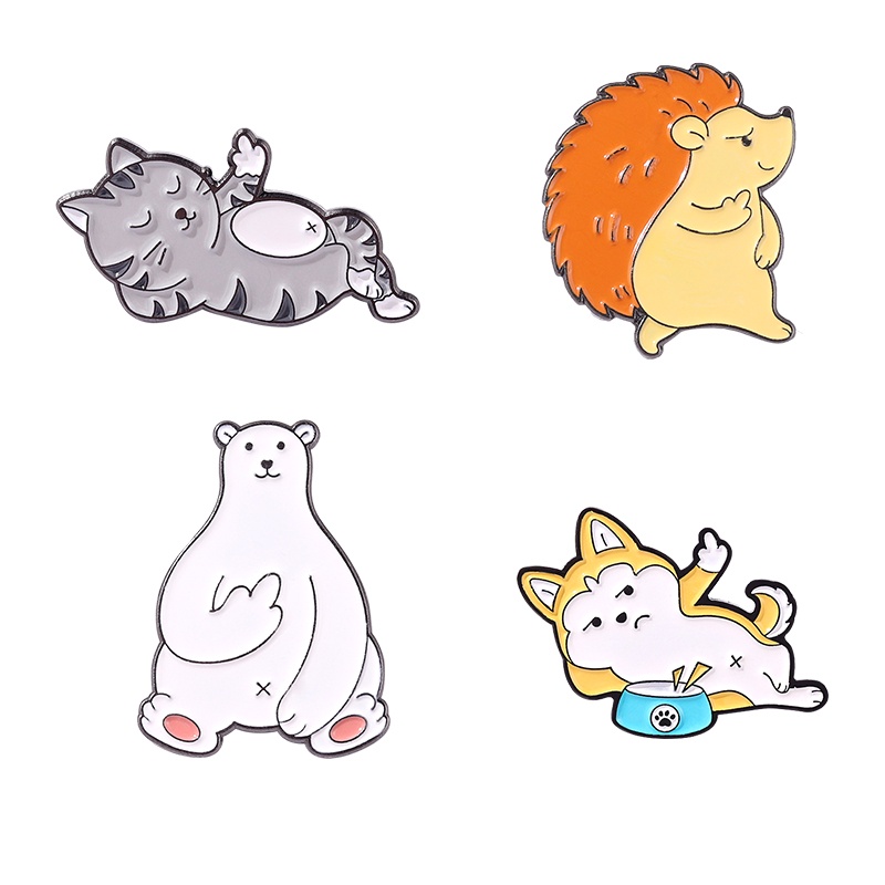 Ghim cài áo QIHE JEWELRY bằng hợp kim phong cách nhân vật hoạt hình 4 kiểu tùy chọn khác nhau dễ thương