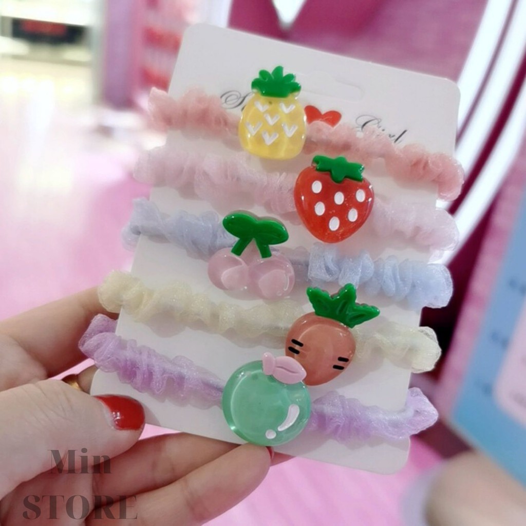 Dây Cột Tóc Scrunchies Hình Trái Cây 2020 - Min STORE