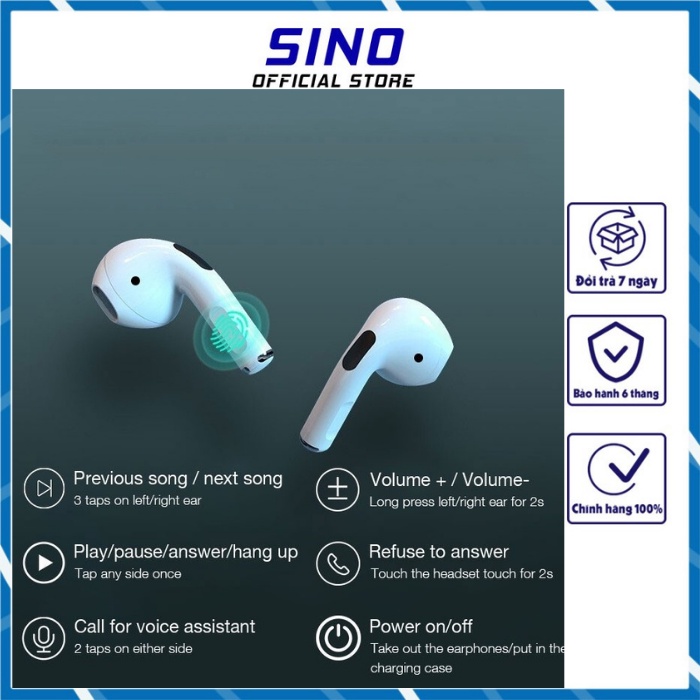 Tai Nghe Bluetooth - Tai Nghe 5.0 Không Dây Mini AP Pro4 Tws - Đổi Tên - Định Vị - Cảm Biến Chạm - Bảo Hành 6 Tháng SINO