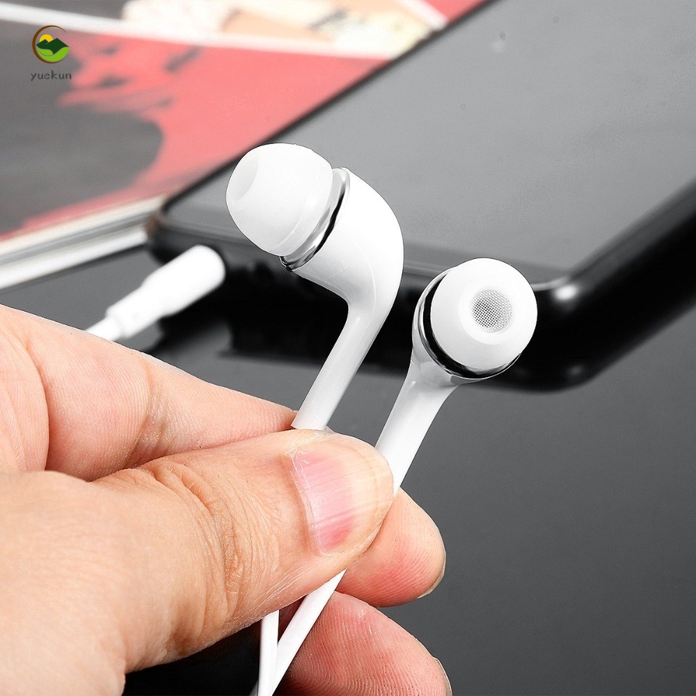 【YUKV】White Color Earphone With Microphone Control Wired