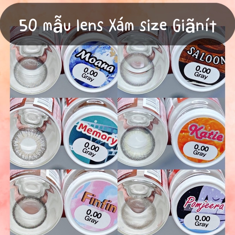 50 mẫu lens Xám Gray Hot size giãn ít 14,2-14,3mm Không độ Mới nhất _Kính áp tròng xám  (FREE SHIP)