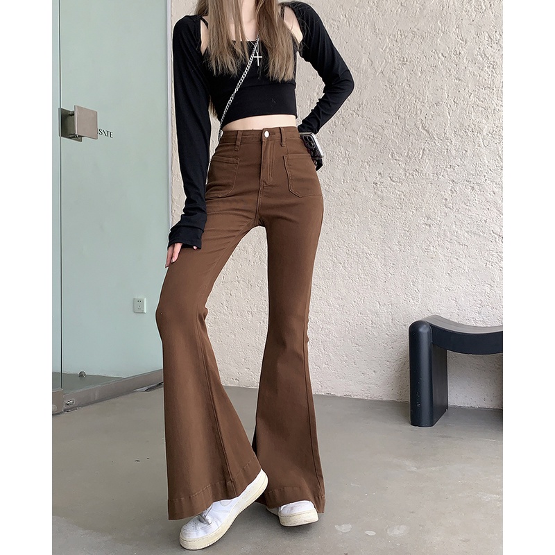 Quần Jean Ống Loe Lưng Cao Co Dãn Tốt 53932