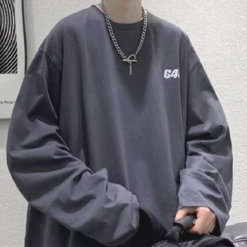 Áo Thun Tay Dài Dáng Rộng In Chữ Hoạt Hình Thoải Mái Thời Trang Cho Nam Và Nữ Size M-5XL