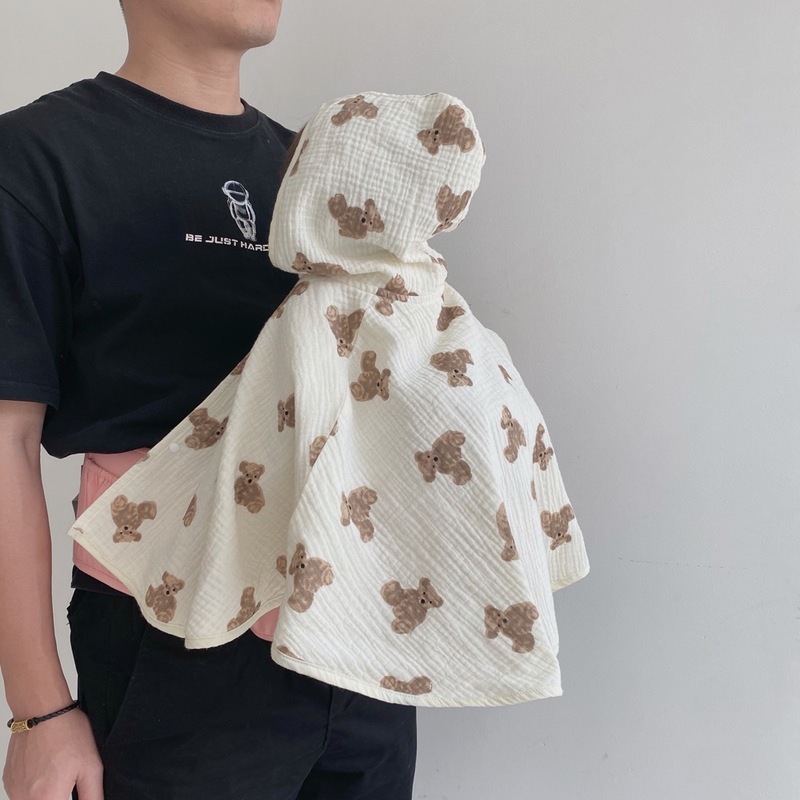 Áo Choàng Chống Gió Chống Nắng In Hình Gấu Dễ Thương Cho Bé 3 Tuổi