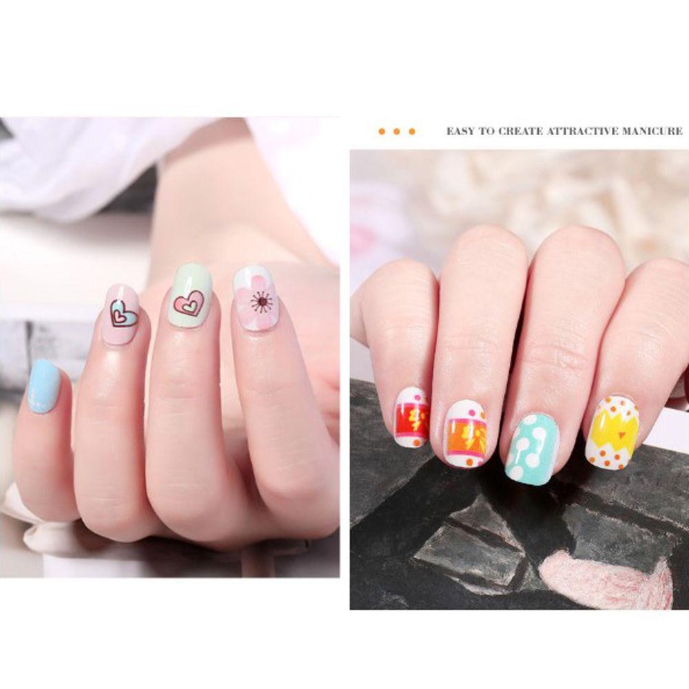 AROMA Set 24 Móng Tay Giả Họa Tiết Hoạt Hình Nhiều Màu Sắc Dễ Thương Có Thể Tháo Rời