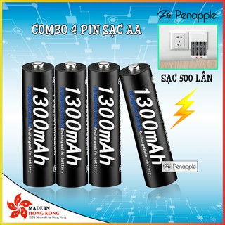 BỘ 4 CỤC PIN SẠC 1300mAh CAO CẤP SỬ DỤNG ĐƯỢC NHIỀU LẦN AA