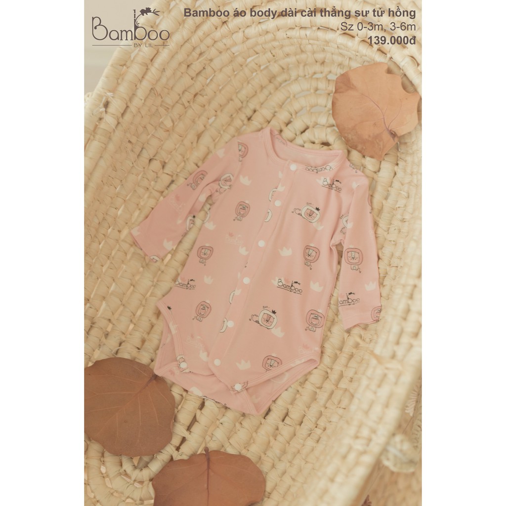 Body chip LIL Bamboo Little Love sơ sinh dài tay cài giữa sợi tre [ CHÍNH HÃNG BAMBOO BY LIL ]