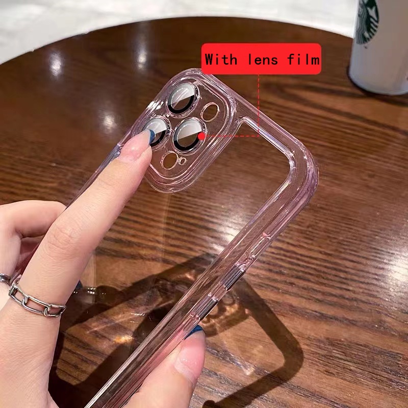 Ốp Điện Thoại Acrylic Trong Suốt Có Miếng Bảo Vệ Ống Kính Cho compatible for iPhone 13 pro max 12 pro max 13 13 pro 11 case