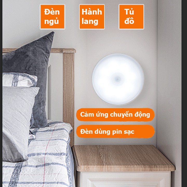 Đèn LED Cảm Biến Chuyển Động Thông Minh , đèn cảm ứng hồng ngoại sạc tích điện.Tự động sáng khi có chuyển động gần