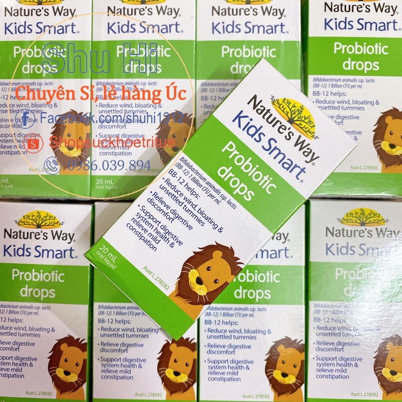 Men vi sinh dạng giọt kids smart probiotic nature's way 20ml úc cho bé từ sơ sinh đến 12 tuổi