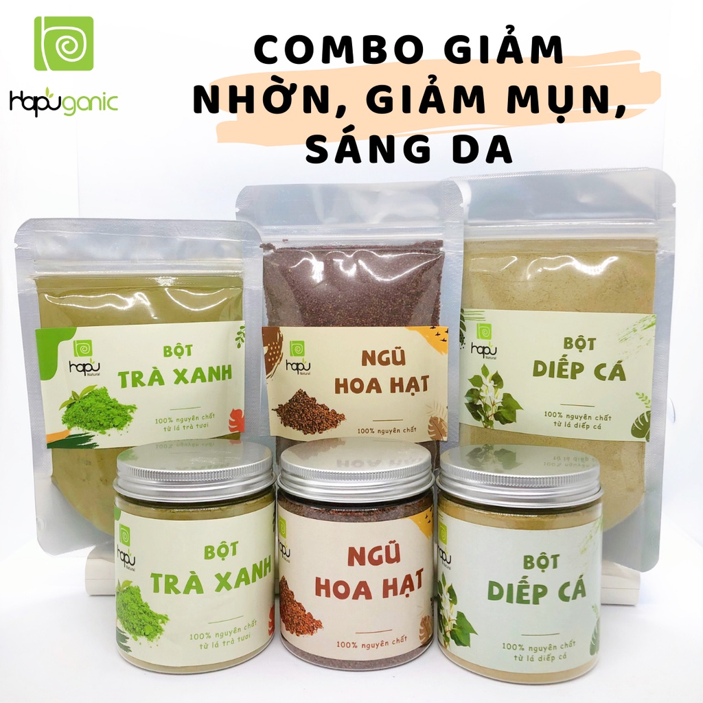 COMBO Mặt Nạ bột thiên nhiên trắng da, giảm mụn, giảm thâm nám, dưỡng ẩm 100g