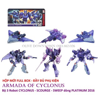 🎁 HỘP 3 Robot lắp ráp thành 3 dạng PHI THUYỂN - TRANSFORMERS Armada Of Cyclonus phiên bản Platinum Edition