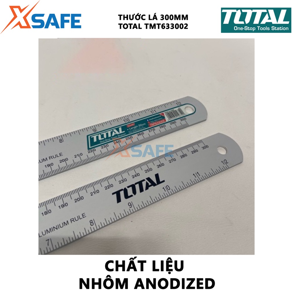 Thước đo TOTAL TMT633002 Thước lá dài 30cm, rộng 3cm, nhôm anodized chịu lực, chịu nhiệt tốt - Chính hãng