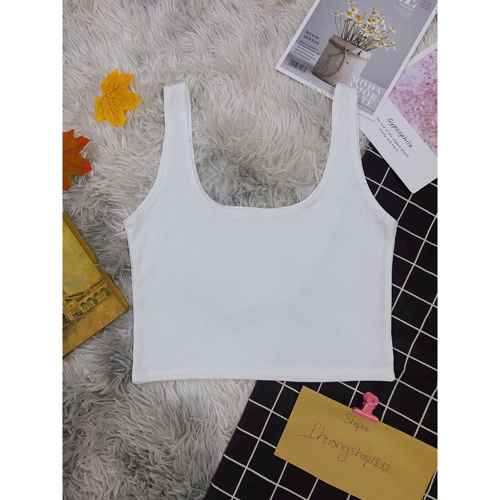 Áo Croptop 3 Lỗ Cổ Vuông Nữ Sát Nách,Chất vải Gân Tăm 4 màu ❤❤Ảnh-video