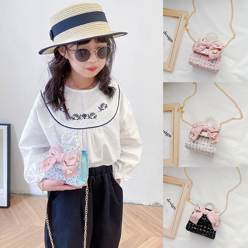 Túi Đeo Chéo Vai Hình Vuông Đính Nơ Dành Cho Bé Gái