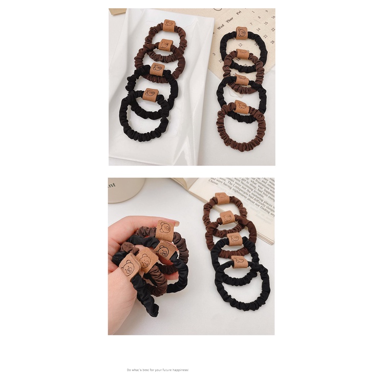 Dây Buộc Tóc Cao Su Màu Đen Đơn Giản Phong Cách Hàn Quốc