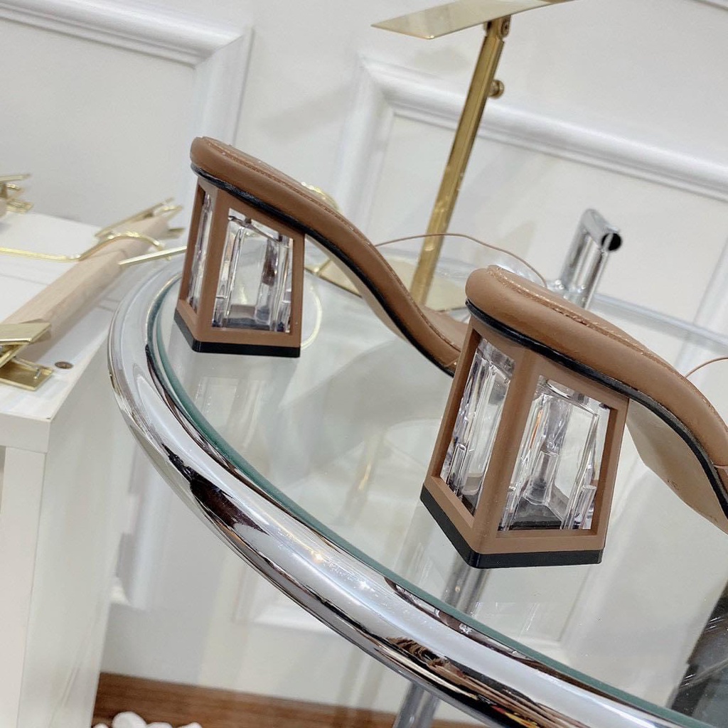 Giày Cao Gót Nữ quai trong gót Mika Trong 7P DÉP NỮ QUAI TRONG 7CM Giày Bánh Bèo mã Mika4canh