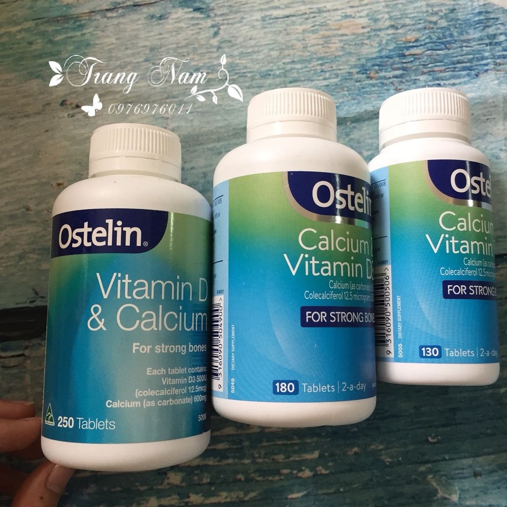 Vitamin Ostelin canxi - Vitamin D3 Calcium &amp; Vitamin D3 130/300 viên của Úc