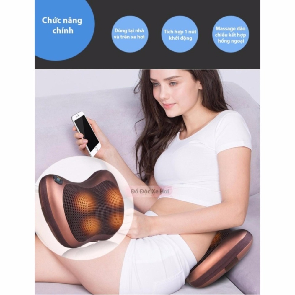 Gối massage 8 bi hồng ngoại đa năng mẫu mới thế hệ hàng nhập khẩu