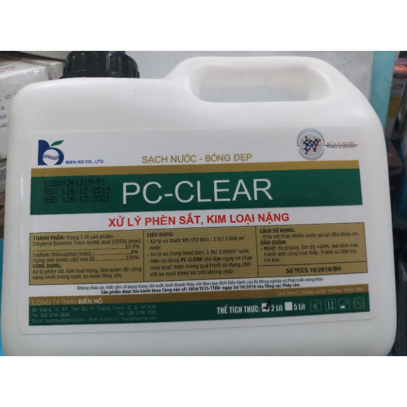 PC Clear cal 2 lít phèn sắt, kim loại nặng hsd 26/12/2021