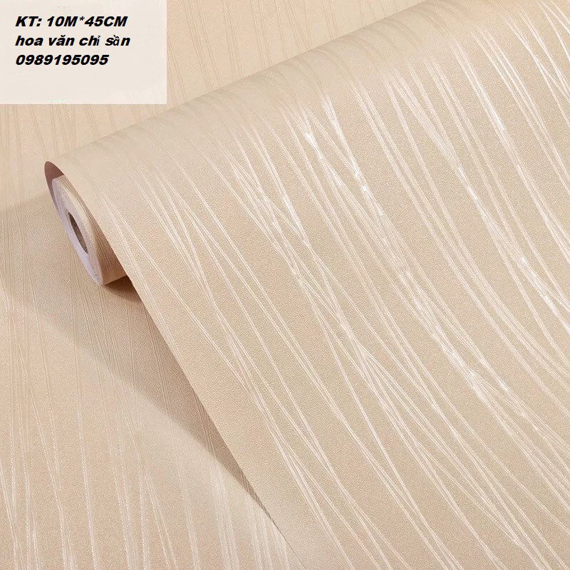 Giấy dán tường vân chỉ nổi cuộn 10m có keo sẵn không thấm nước