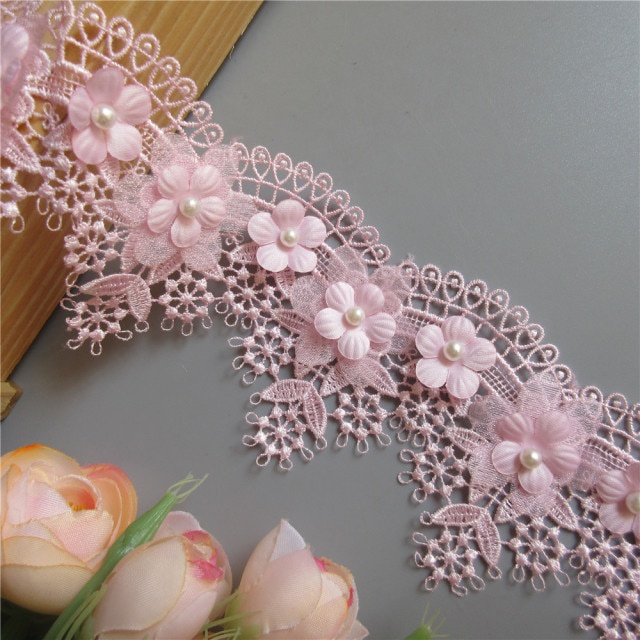 Dây Ruy Băng Ren Hoa Nho Hòa Tan 1 Yard 7cm Thêu Thủ Công Đa Ứng Dụng