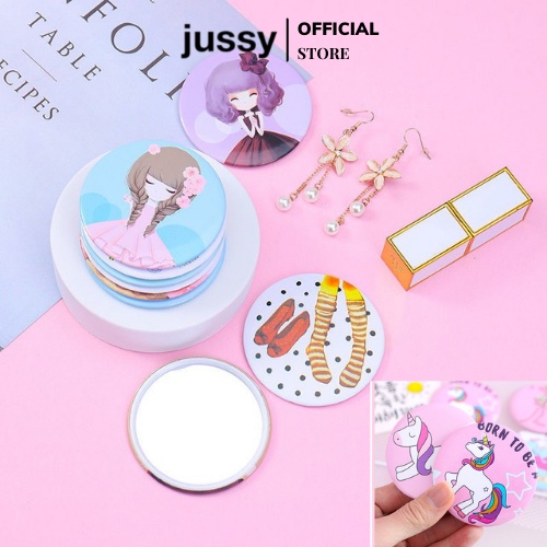 Gương Trang Điểm Mini icon hoạt hình siêu Cute Hàn Quốc Jussy Fashion Gương Để Bàn Nhỏ Gọn Tiện Lợi Dể Mang Bên Người