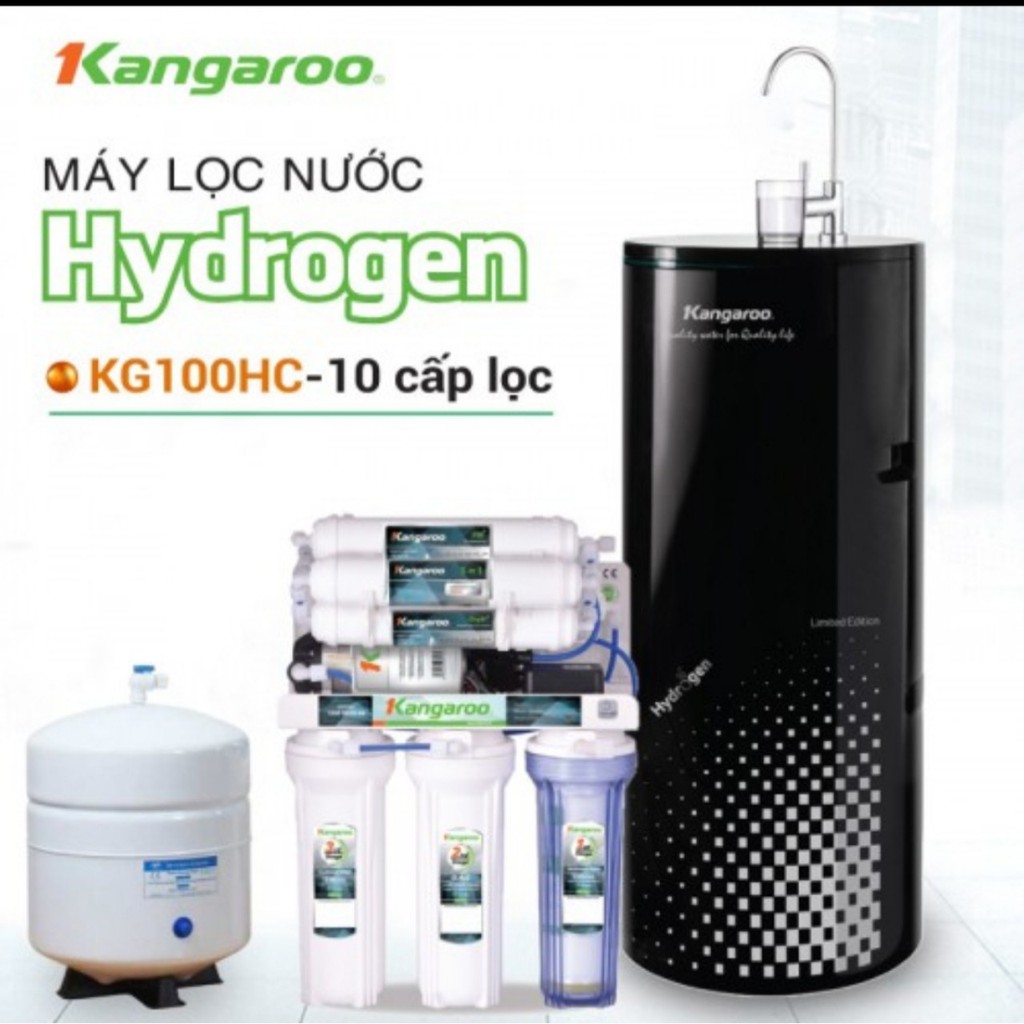 Máy lọc nước RO KANGAROO KG100HC HYDROGEN 10 cấp lọc - Bao gồm tủ cường lực