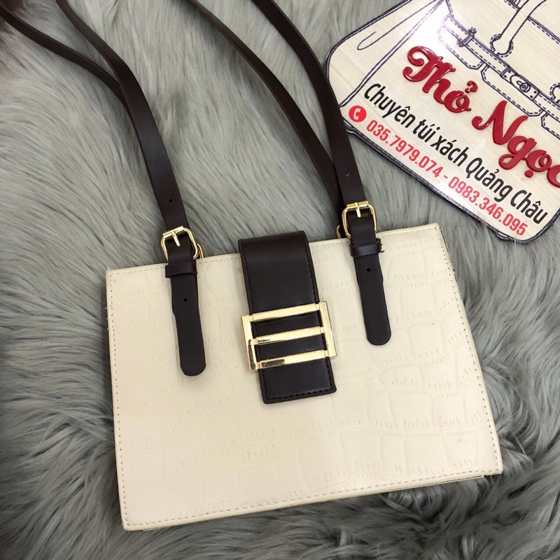 Túi Xách Nữ Công Sở Giá Rẻ Chất Da Đẹp Nhiều Ngăn Đeo Chéo Đeo Vai Size 24