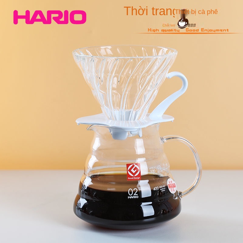 Bộ lọc thủy tinh chịu nhiệt HARIO Nhật Bản bộ lọc mây chia sẻ bình cà phê V60 Bộ lọc nhỏ giọt cầm tay VDG