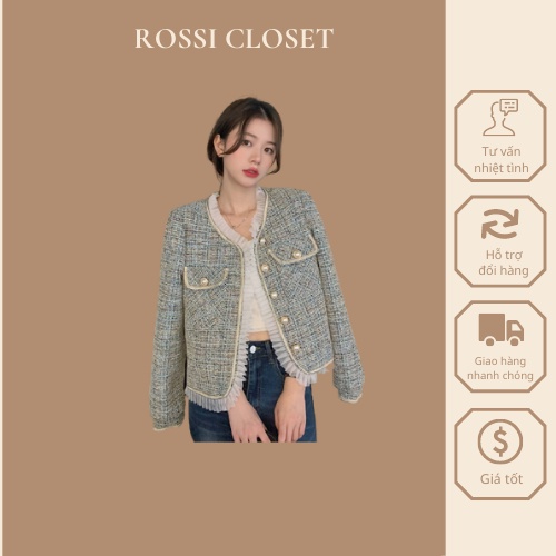 Áo dạ tweed phong cách tiểu thư thu đông 2021_ Hàng order