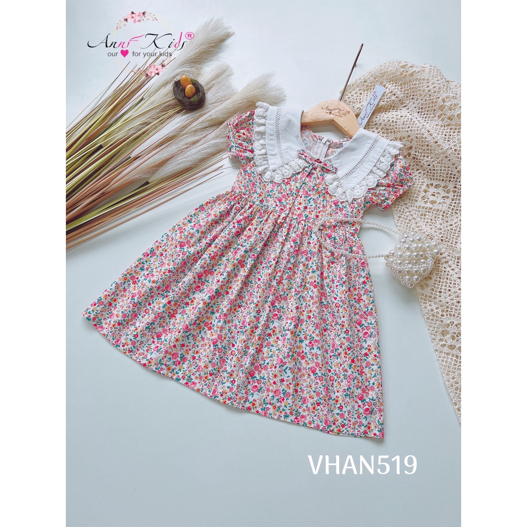 ĐẦM HOA CỔ REN BOIL THÊU CHO BÉ GÁI