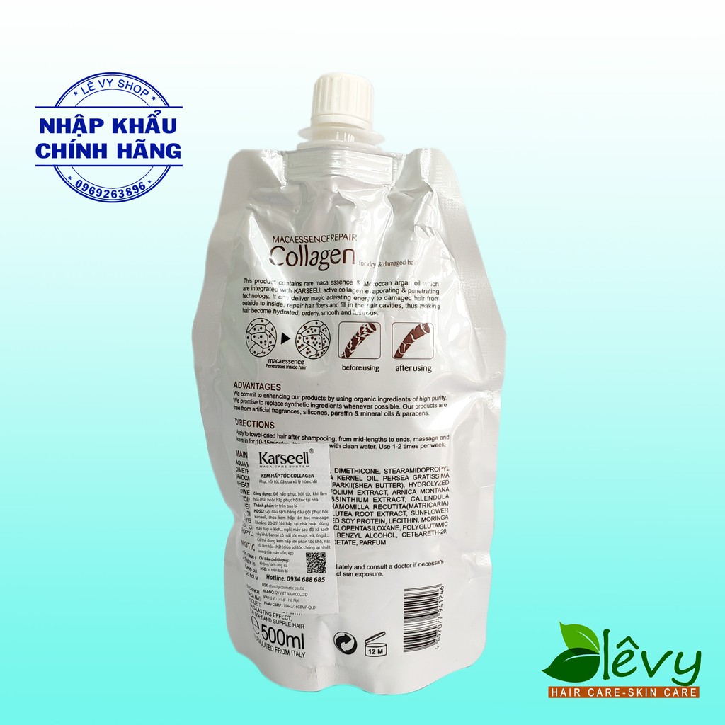 Hấp Tóc Phục Hồi Siêu Mềm Mượt Karseell maca Collagen 500ml | BigBuy360 - bigbuy360.vn