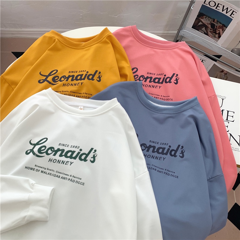 SUXI Áo Sweater Tay Dài Cổ Tròn Dáng Rộng In Chữ Thời Trang Mùa Thu Phong Cách Hàn Quốc Cho Nữ