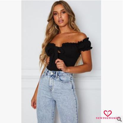 Bodysuit Ngắn Tay Trễ Vai Phong Cách Quyến Rũ Dành Cho Nữ | BigBuy360 - bigbuy360.vn